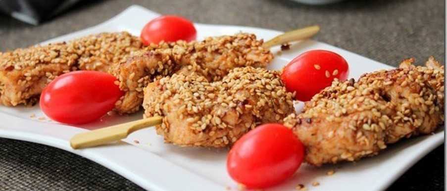 Brochettes de dinde au sésame
