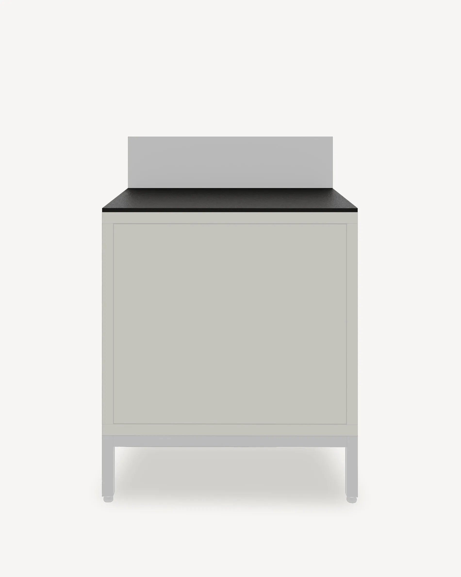 Módulo PILOTIS Classic con encimera negra y frontal gris, packshot fondo blanco