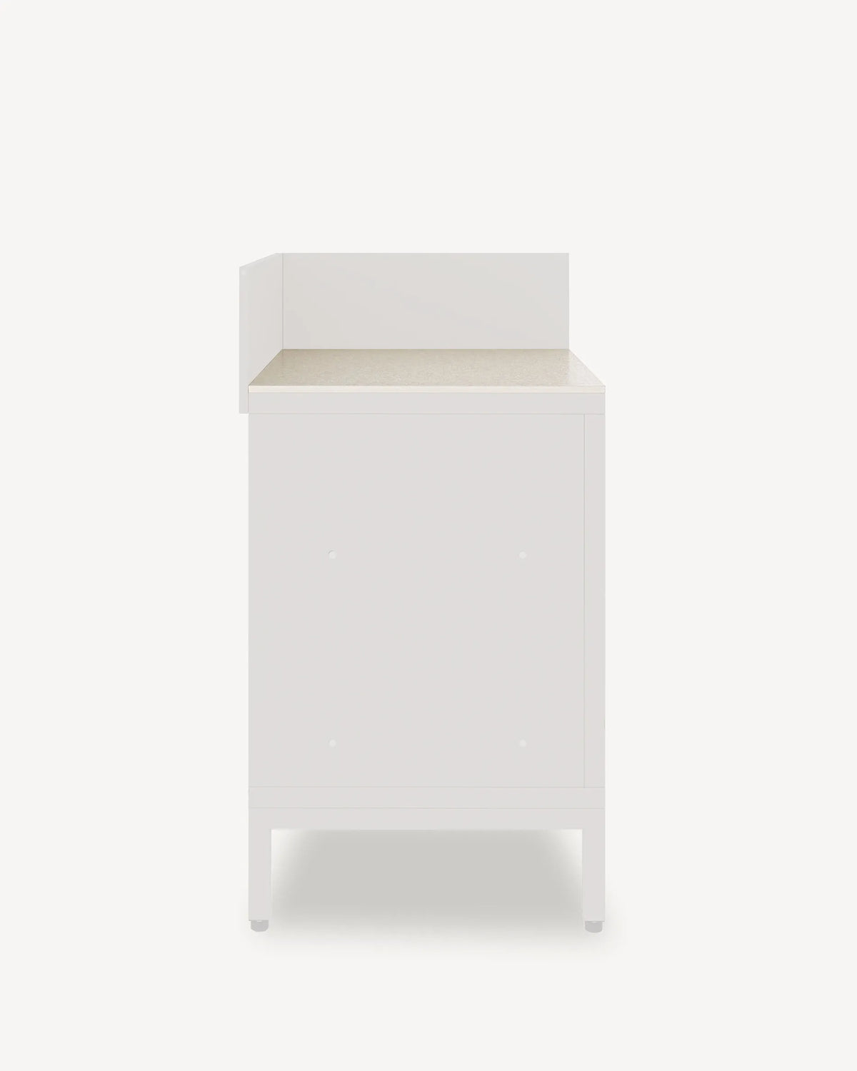 Módulo de esquina PILOTIS con encimera y frontal beige crema, packshot fondo blanco