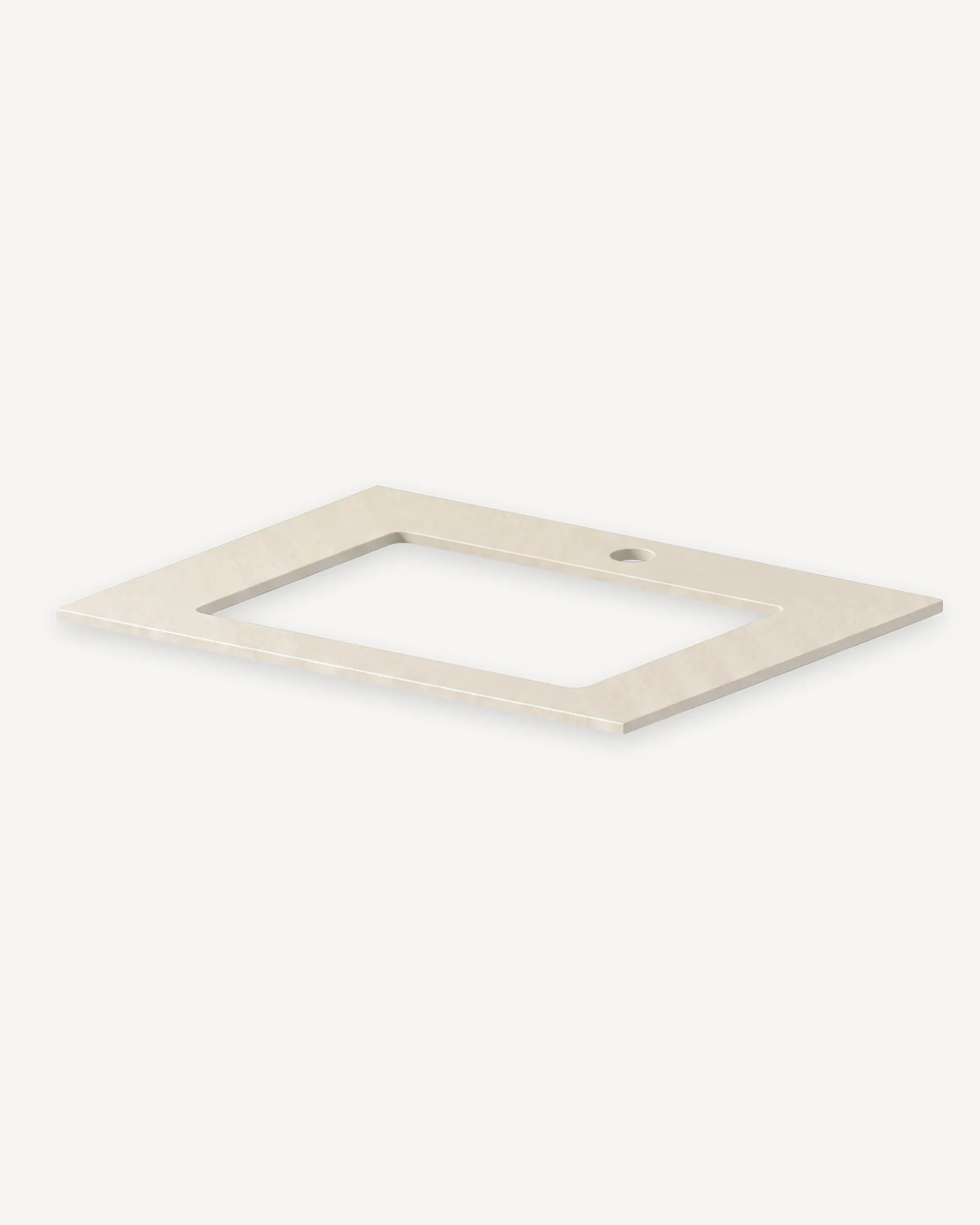 Estructura del módulo de encimera beige crema para fregadero PILOTIS con recorte para lavabo, packshot aislado sobre fondo blanco
