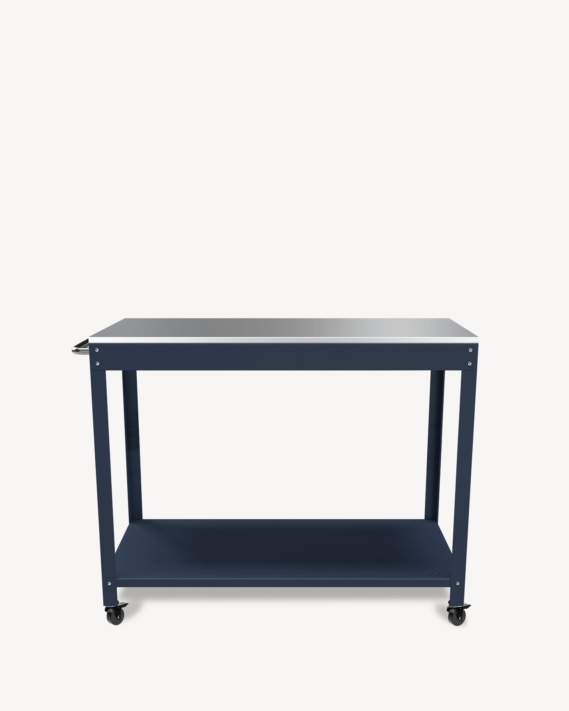 Carro auxiliar de metal e inox azul marino