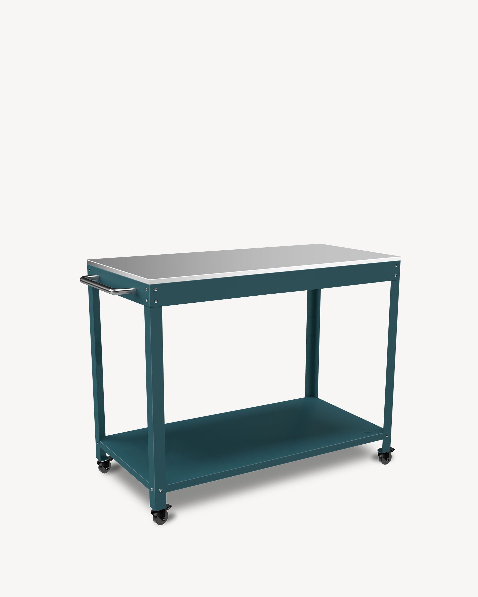 Carro auxiliar de metal e inox azul océano