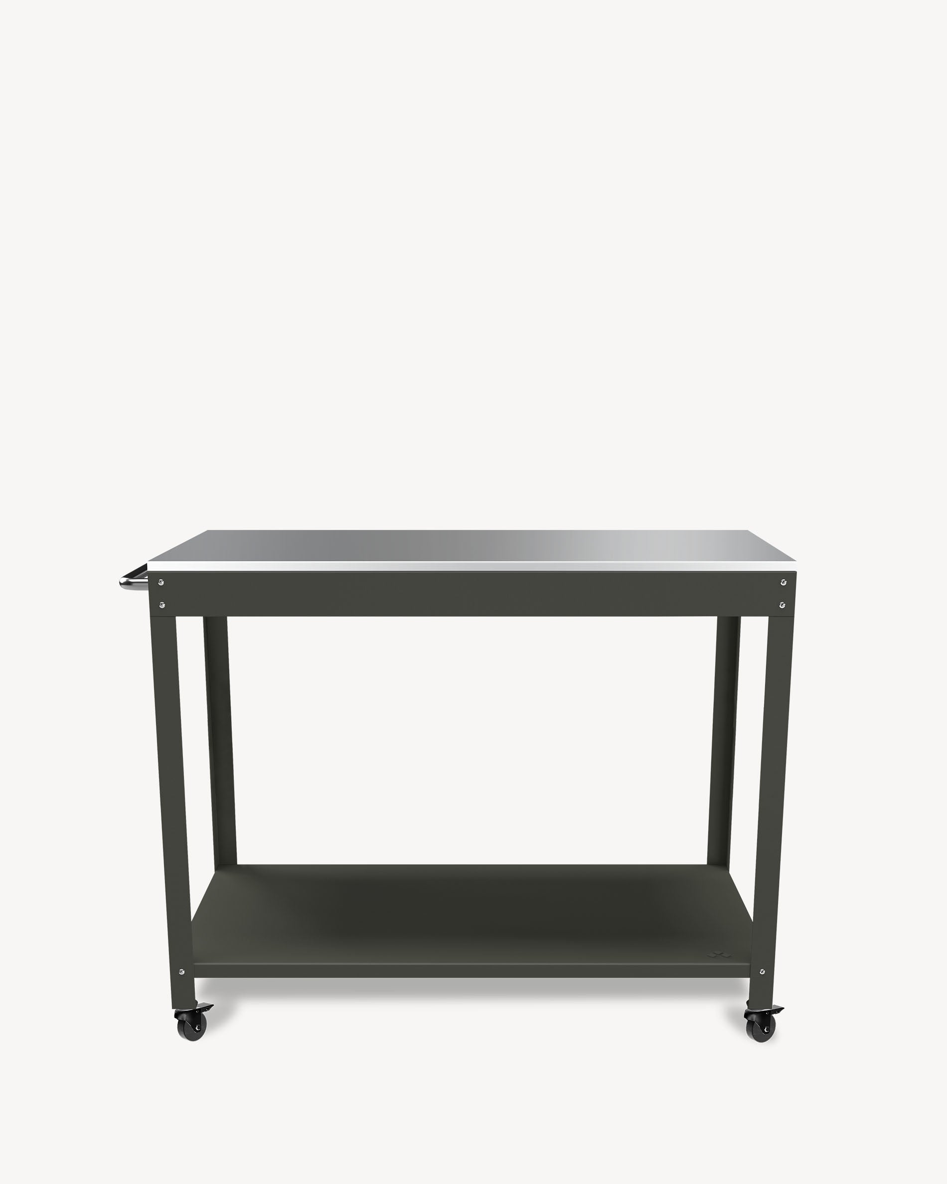 Carro auxiliar de metal e inox verde oliva
