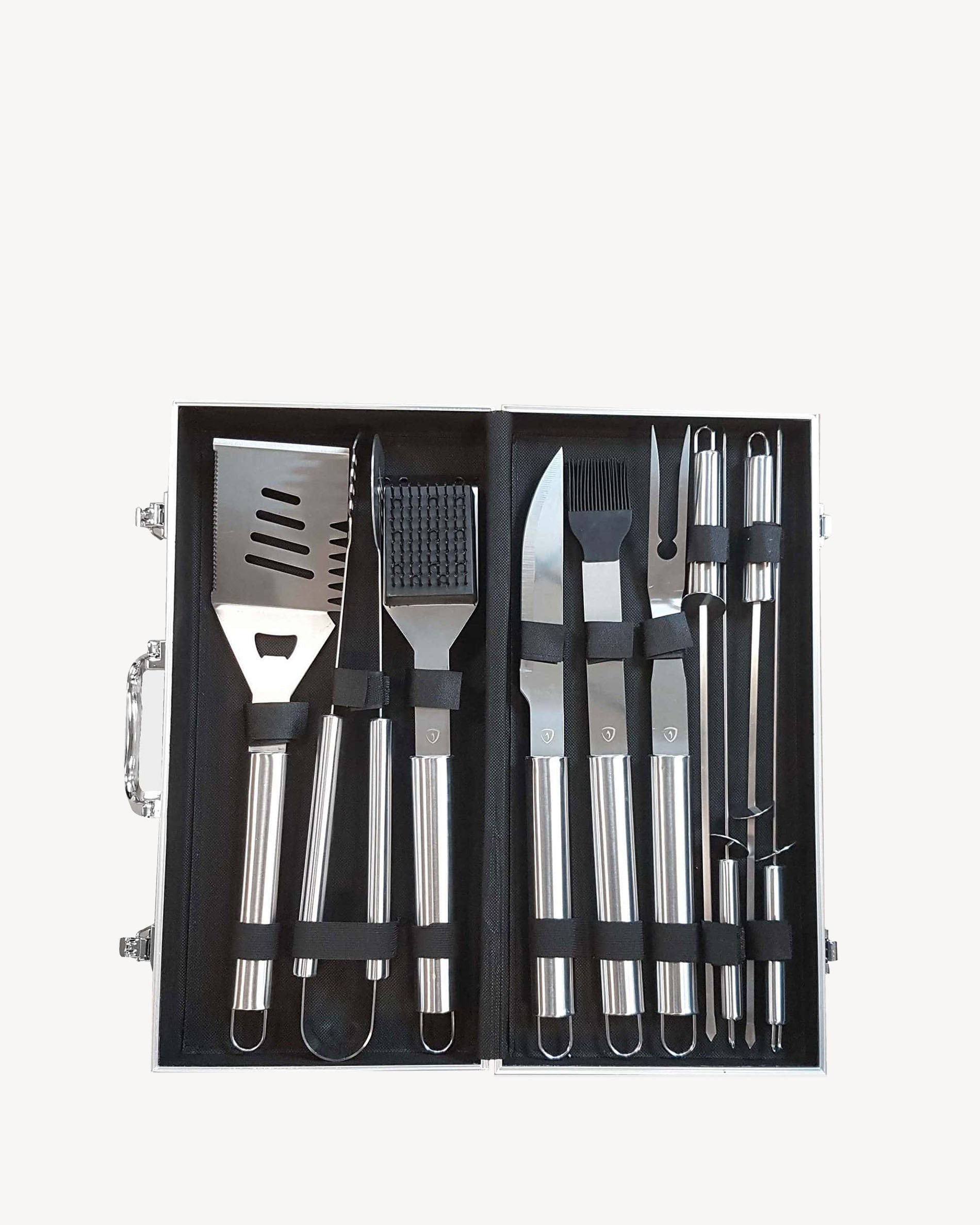 Maletín con 10 utensilios de acero inoxidable