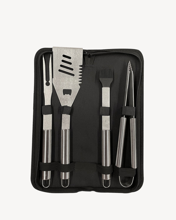 Estuche con 4 utensilios de acero inoxidable