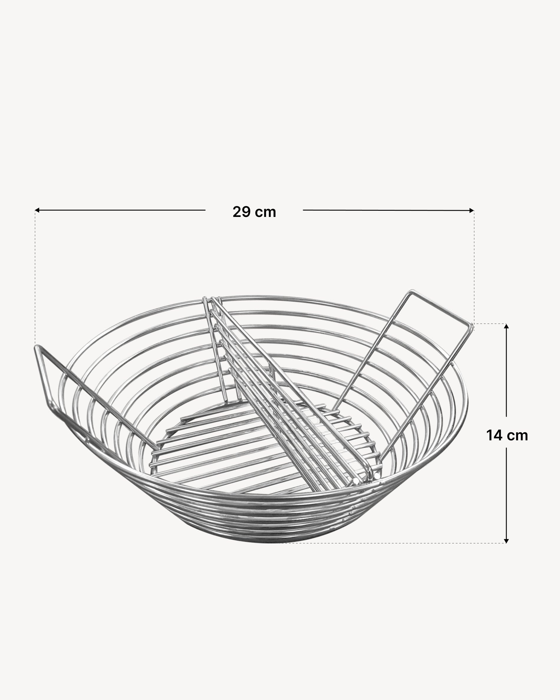 Dimensiones de la cesta de carbón de acero inoxidable Kokko L 18"