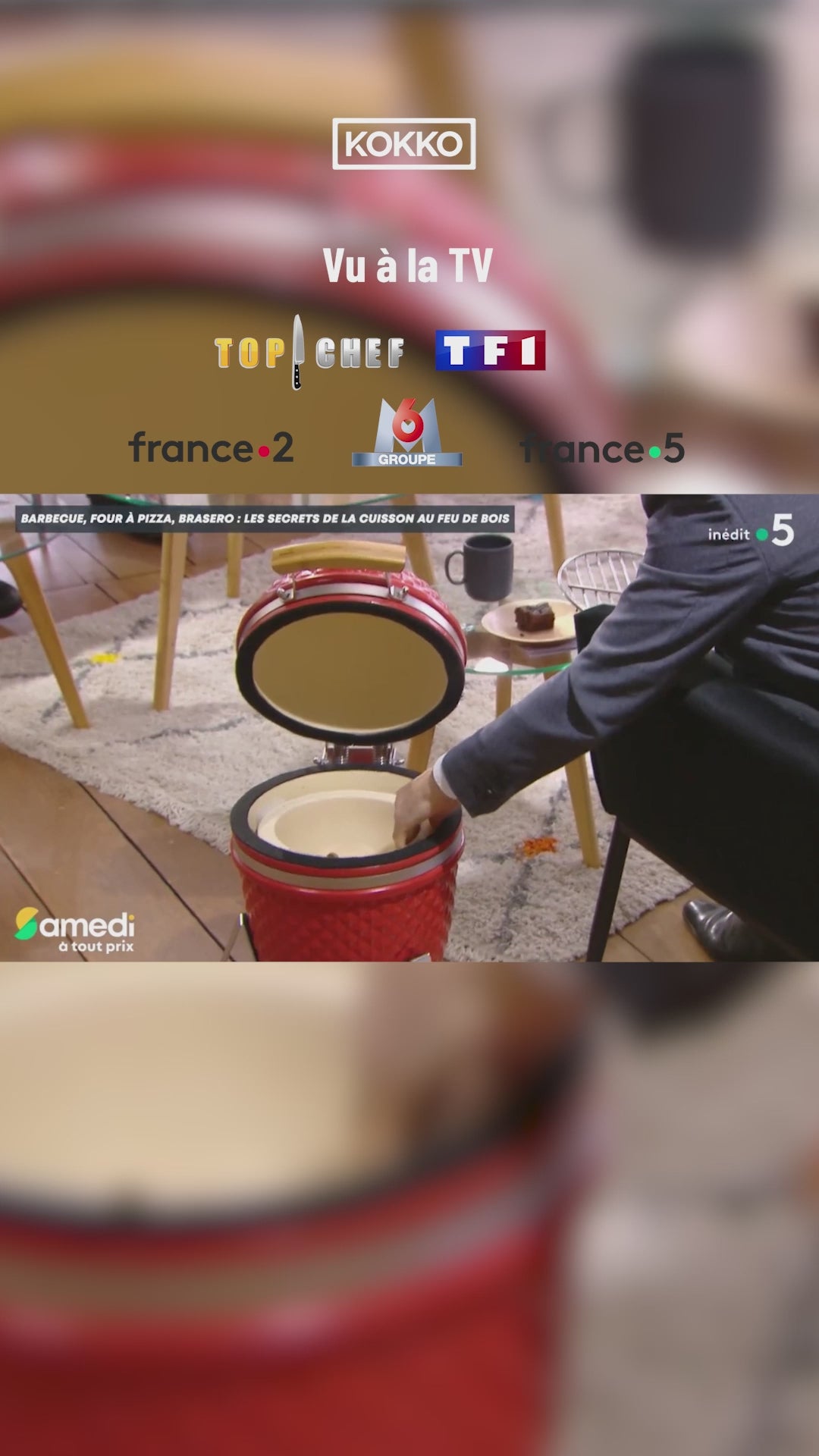 Cargar vídeo: Vidéo Kokko présentant le kamado en situation de cuisson et de dégustation